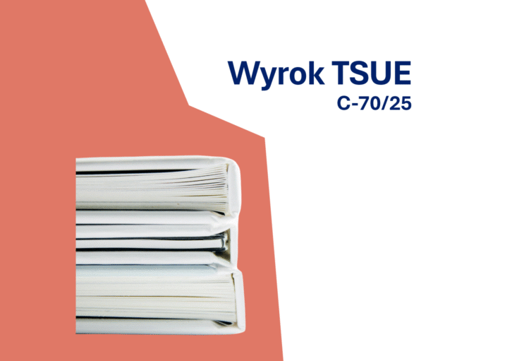 grafika ze stertą książek i napisem Wyrok TSUE C-70/25